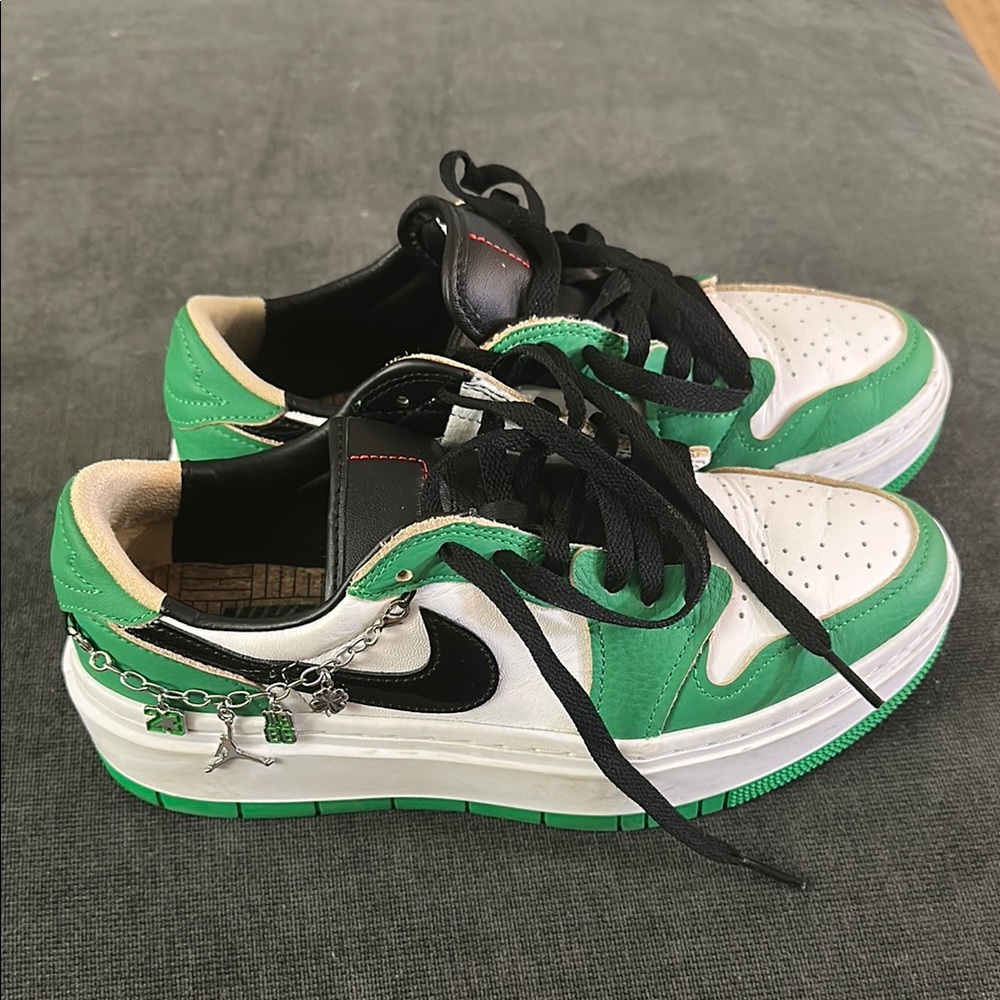 Nike Green and White Low-Top Sneakers Classic Design
